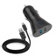 % Cargador Car kit 12/24V 2100 mAh  ultra fast charge, 2 USB outputs + UCB Type C cable Negro